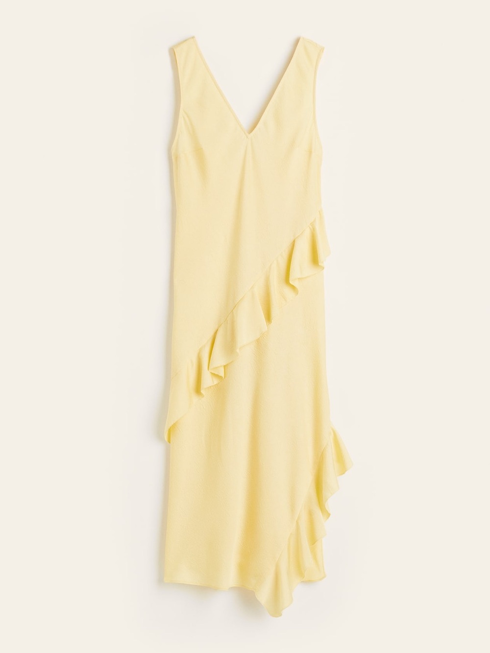 H&M Butter Yellow Ruffle Midi Dress